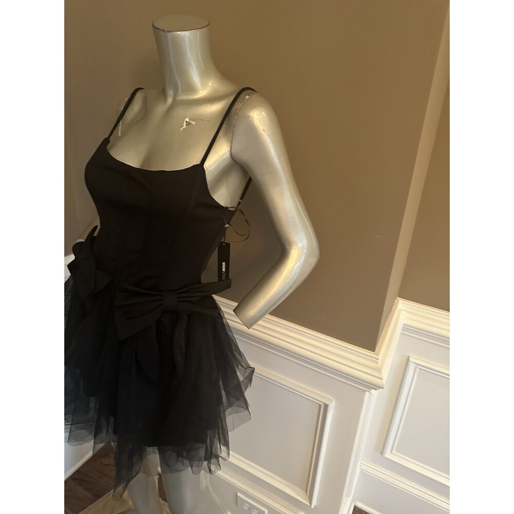 NWT FASHION NOVA Black Bow Corset Mini Dress Sz Small - Picture 4 of 6